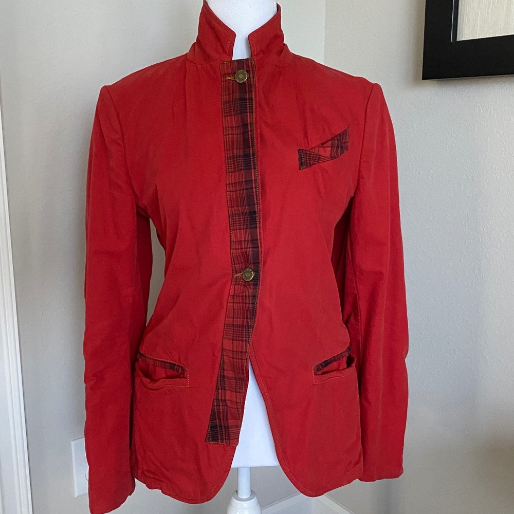 KENZO Jeans Paris Womens Sz 36 Red Cotton Jacket Blazer